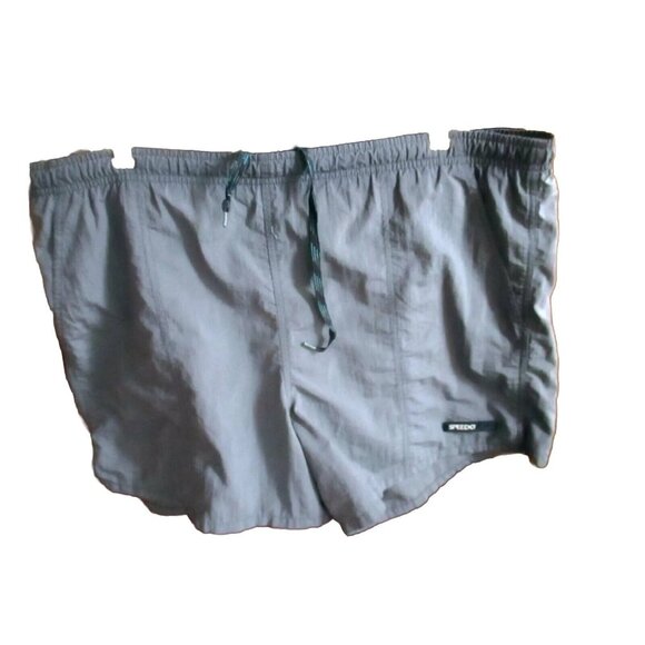 Vintage Mens Swim Trunks Large Speedo Swimsuit Logo Board Shorts Pockets GRAY - Picture 2 of 5